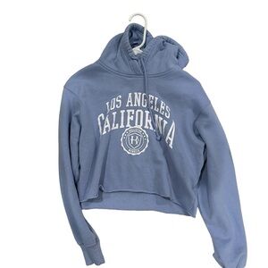 Blue Los Angeles Hollister cropped graphic hoodie sweatshirt